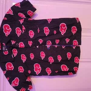 Black Shirt with Red Cloud Pattern